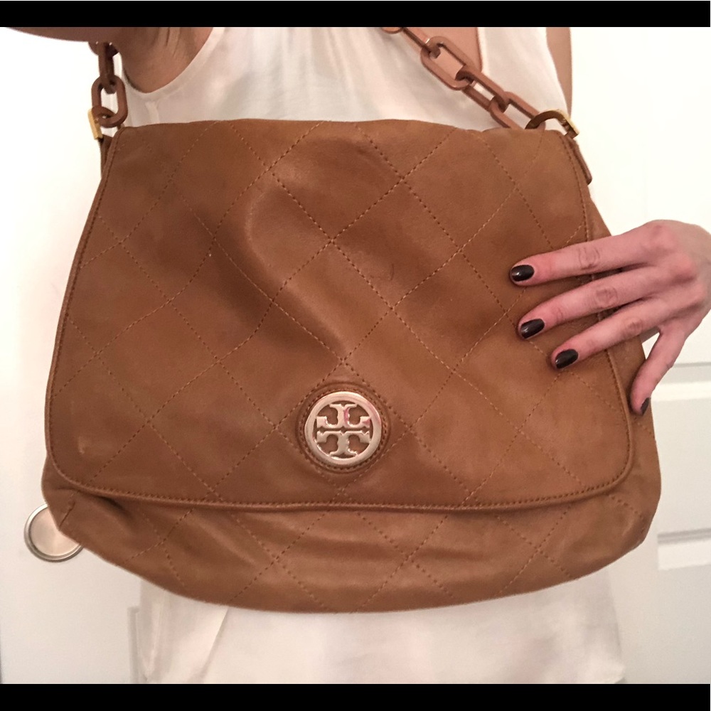 Tory Burch Brown Leather Chain Purse